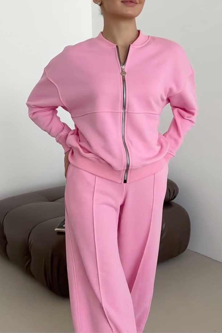 Women’s Oversized Zip Sweatshirt and Jogger Set – Relaxed Athleisure Outfit