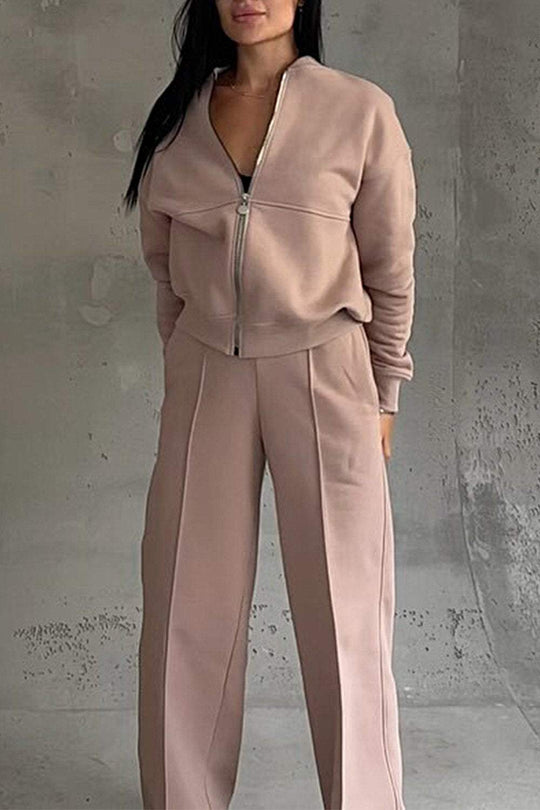 Women’s Oversized Zip Sweatshirt and Jogger Set – Relaxed Athleisure Outfit