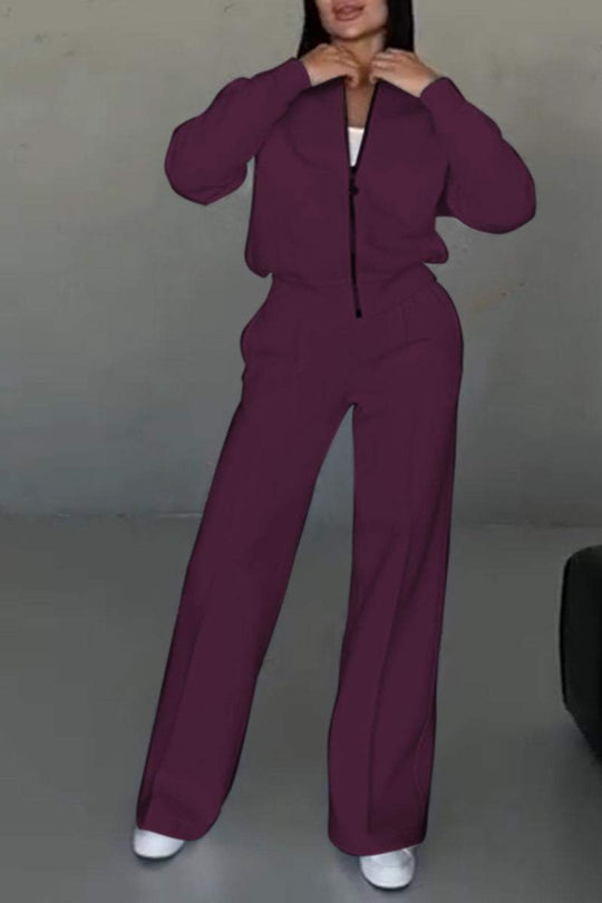 Women’s Oversized Zip Sweatshirt and Jogger Set – Relaxed Athleisure Outfit