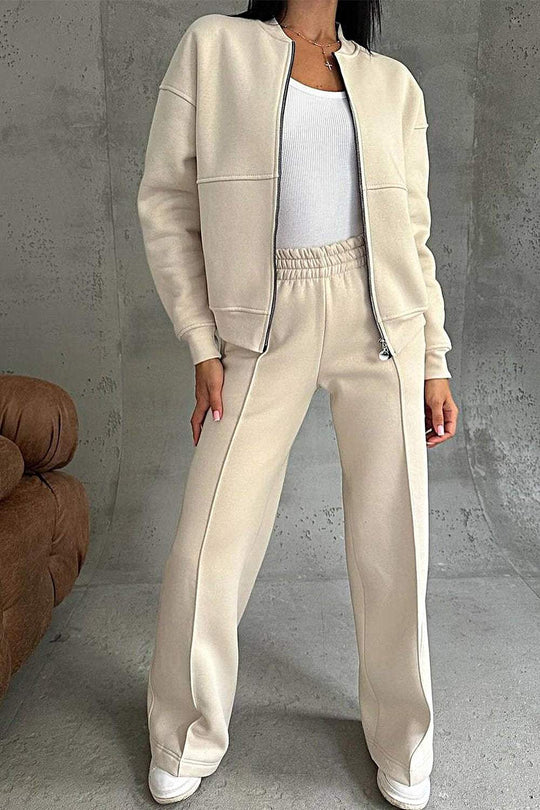 Women’s Oversized Zip Sweatshirt and Jogger Set – Relaxed Athleisure Outfit