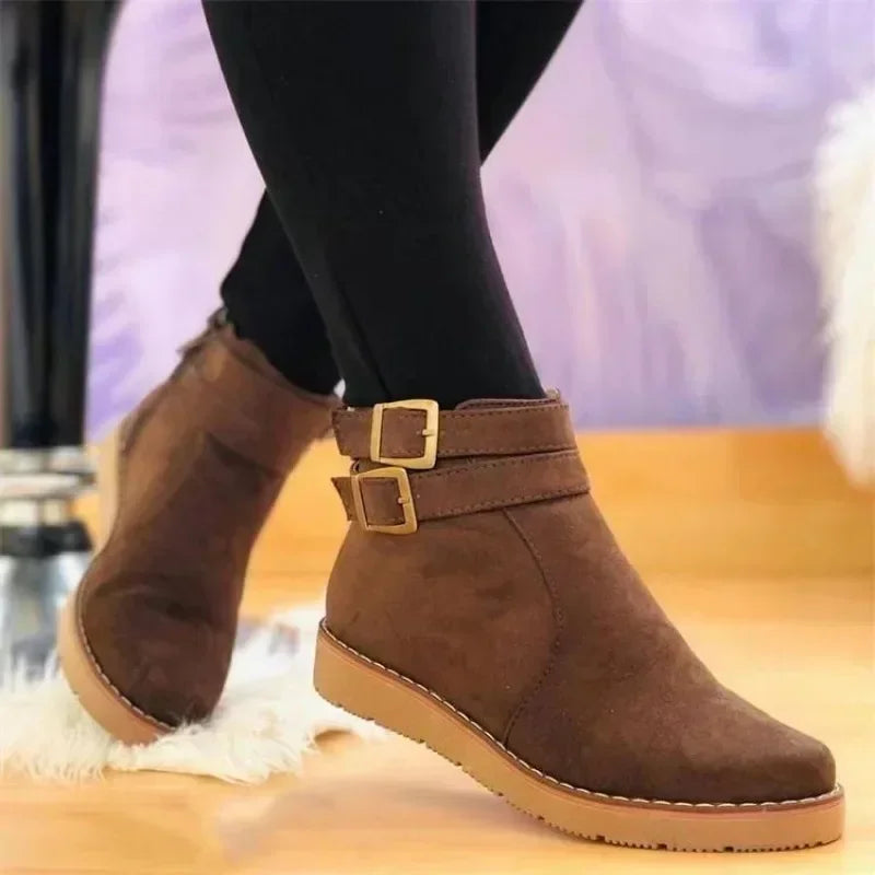 Women's Platform Support Boots with Side Zip and Padded Insole