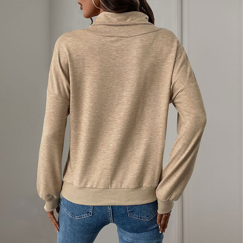 Women’s Pleated Button Sweater – Soft Viscose Autumn Knit