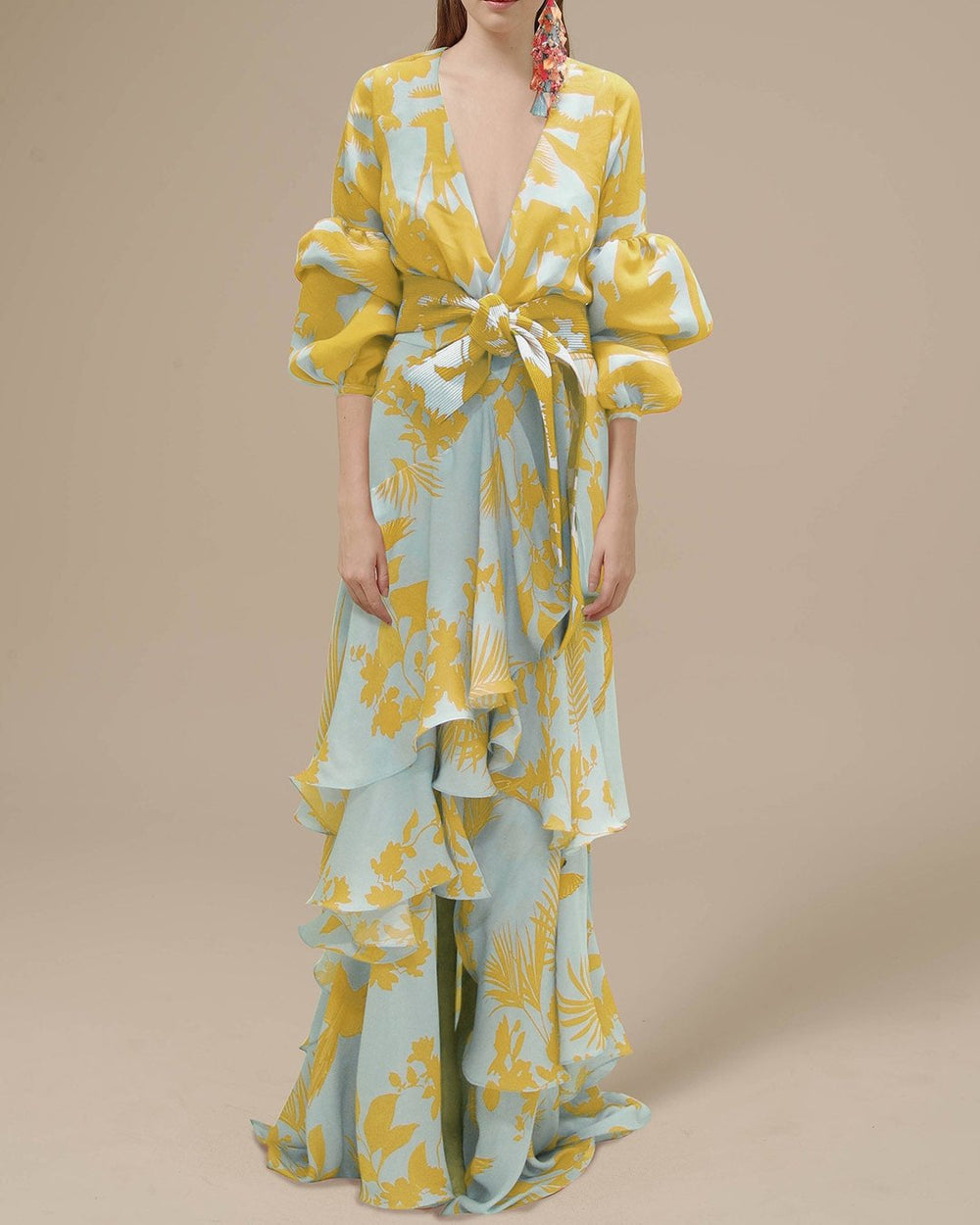 Women's Printed Chiffon Maxi Dress – Elegant Flowing Event Style