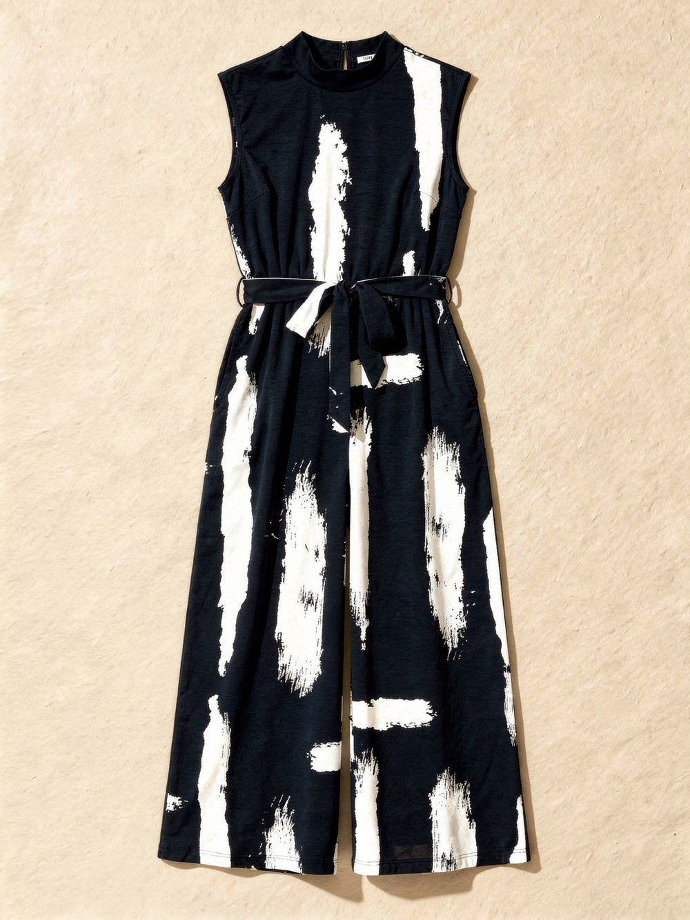 Women’s Printed Wide-Leg Summer Jumpsuit – Sleeveless with Tie Waist