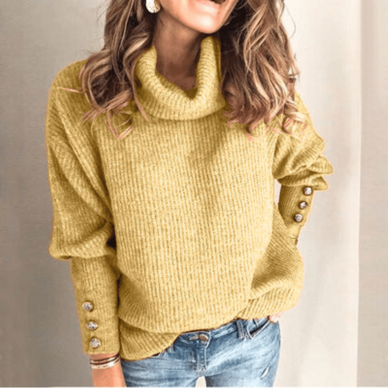 Women’s Puff-Sleeve Turtleneck Sweater – Lightweight Fine-Knit Top