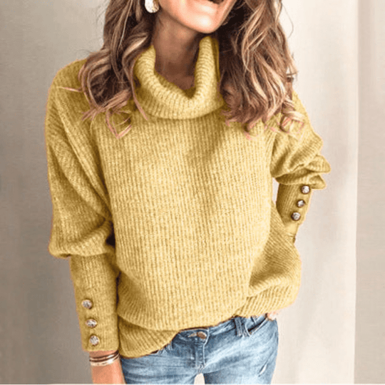 Women’s Puff-Sleeve Turtleneck Sweater – Lightweight Fine-Knit Top