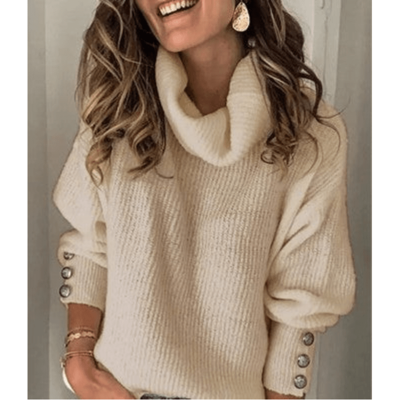 Women’s Puff-Sleeve Turtleneck Sweater – Lightweight Fine-Knit Top
