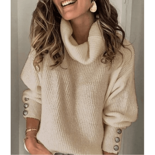 Women’s Puff-Sleeve Turtleneck Sweater – Lightweight Fine-Knit Top