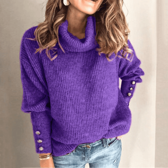 Women’s Puff-Sleeve Turtleneck Sweater – Lightweight Fine-Knit Top