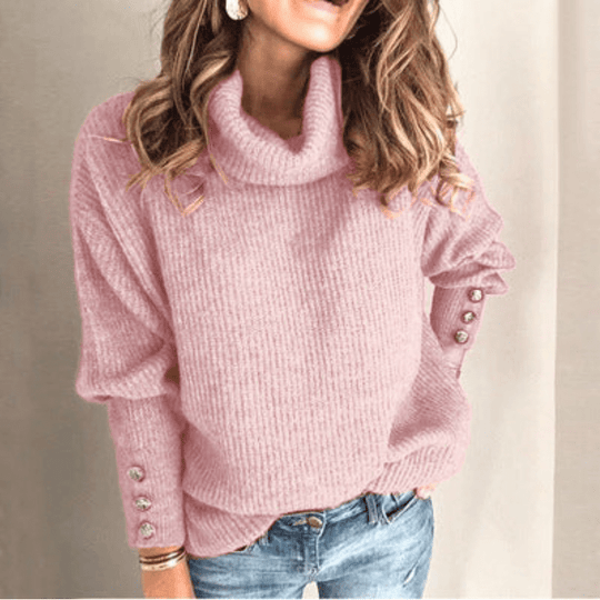 Women’s Puff-Sleeve Turtleneck Sweater – Lightweight Fine-Knit Top