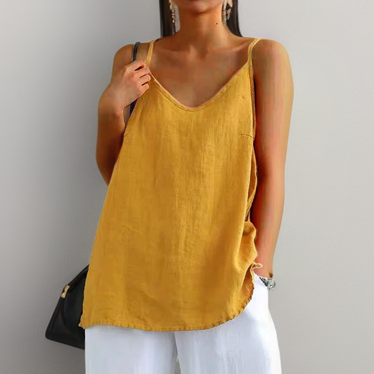 Women’s Relaxed Crew-Neck Tank Top – Rounded Hem Layering Basic