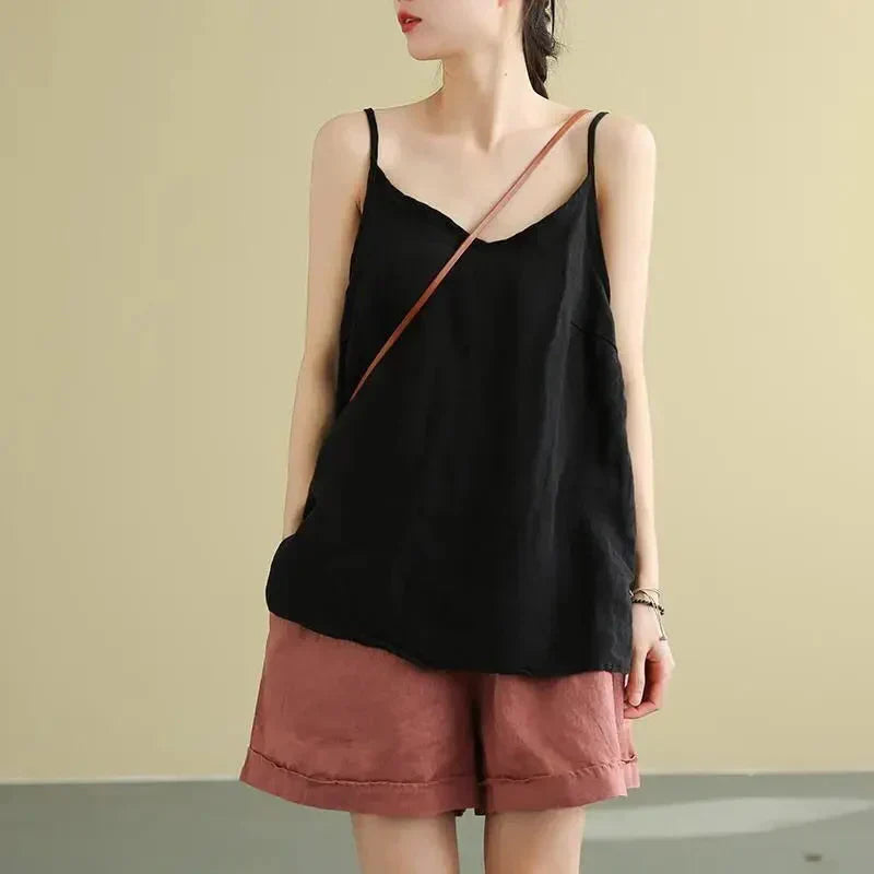 Women’s Relaxed Crew-Neck Tank Top – Rounded Hem Layering Basic