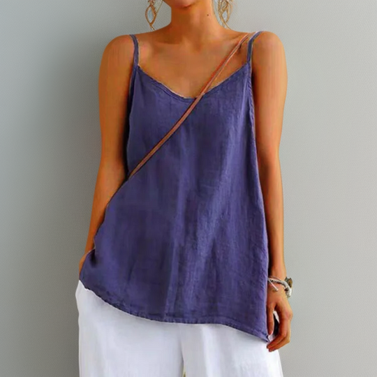 Women’s Relaxed Crew-Neck Tank Top – Rounded Hem Layering Basic