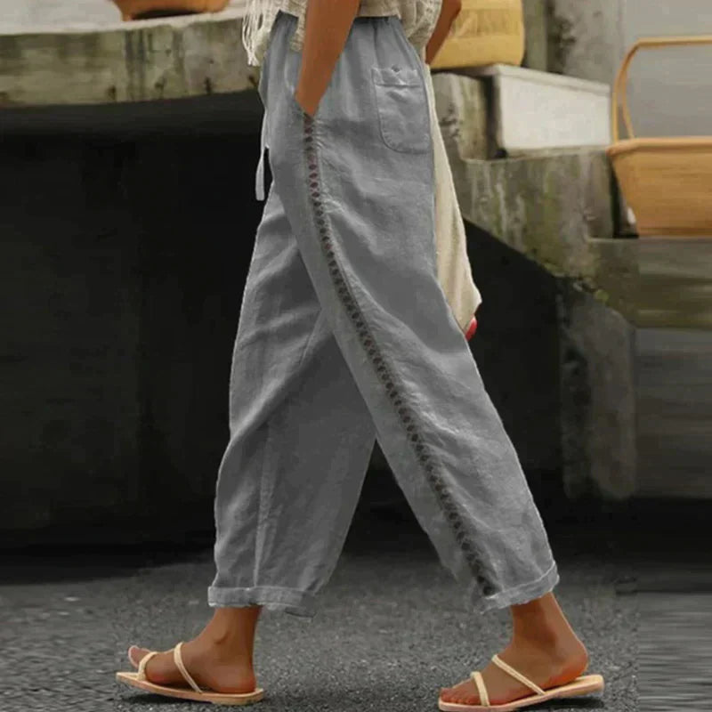 Women’s Relaxed Tapered Pants – Elastic-Waist Trousers with Pockets