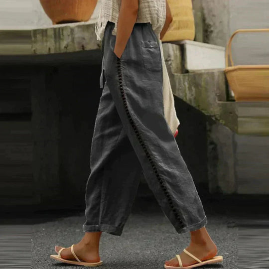 Women’s Relaxed Tapered Pants – Elastic-Waist Trousers with Pockets
