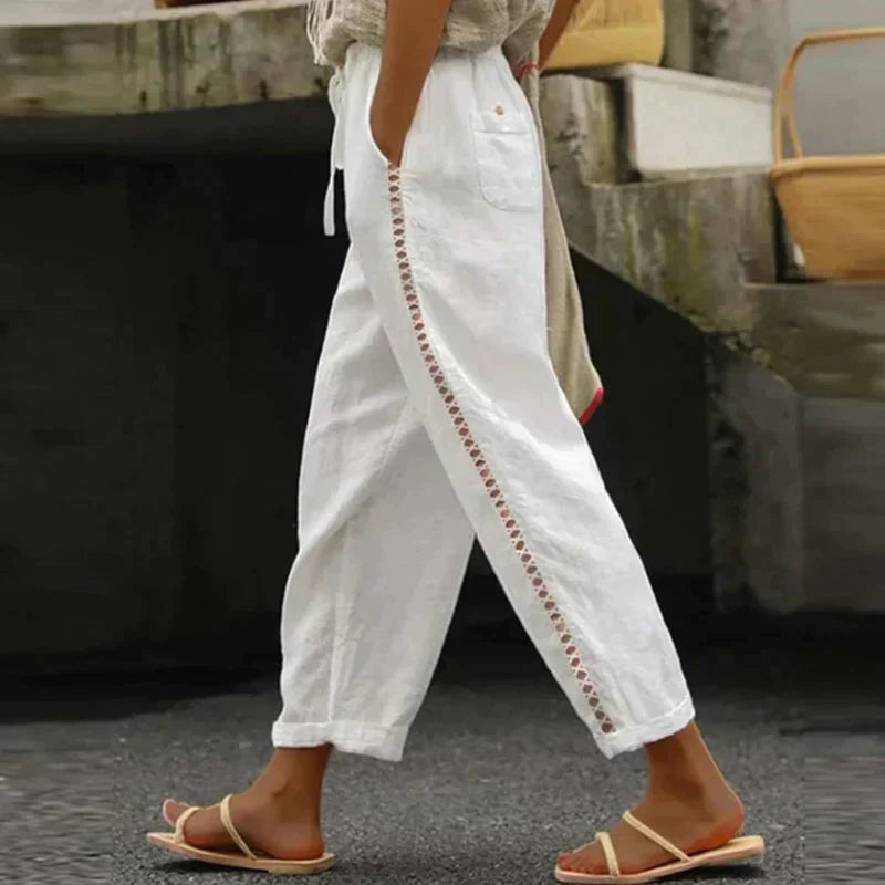 Women’s Relaxed Tapered Pants – Elastic-Waist Trousers with Pockets