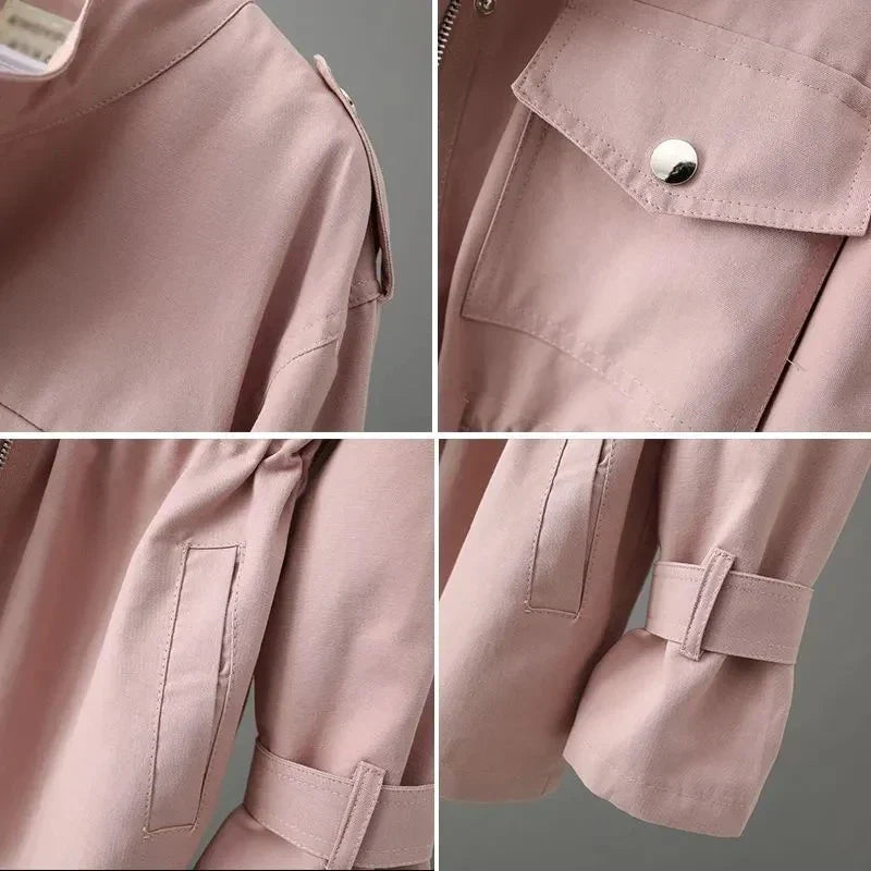 Women's Relaxed Utility Cargo Jacket with Adjustable Cuffs