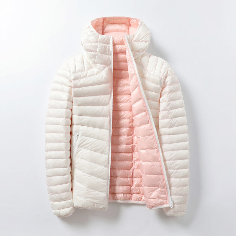 Women's Reversible Puffer Jacket – Ultra-Light Hooded Winter Coat
