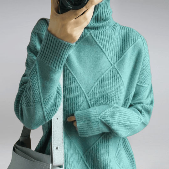Women’s Ribbed Turtleneck Sweater – Soft Relaxed Long-Sleeve Knit