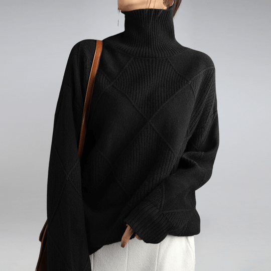 Women’s Ribbed Turtleneck Sweater – Soft Relaxed Long-Sleeve Knit