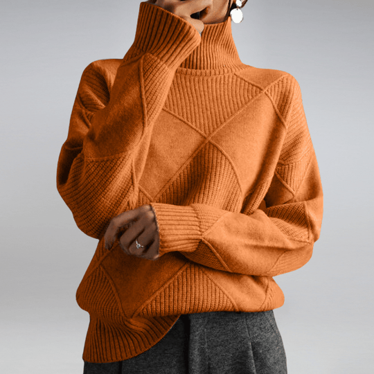 Women’s Ribbed Turtleneck Sweater – Soft Relaxed Long-Sleeve Knit
