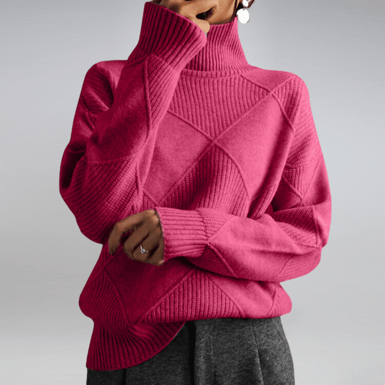 Women’s Ribbed Turtleneck Sweater – Soft Relaxed Long-Sleeve Knit