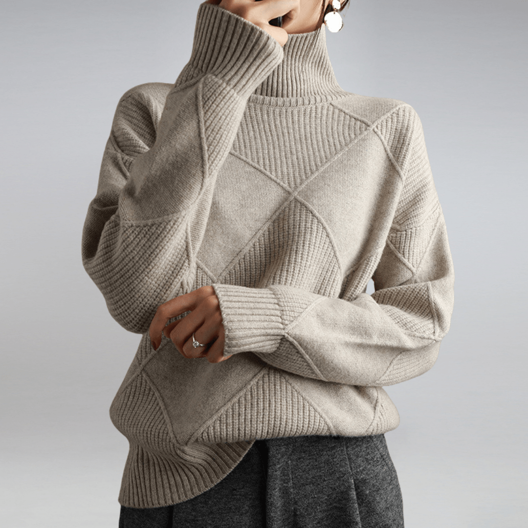 Women’s Ribbed Turtleneck Sweater – Soft Relaxed Long-Sleeve Knit