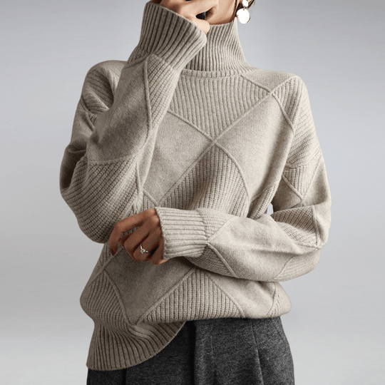Women’s Ribbed Turtleneck Sweater – Soft Relaxed Long-Sleeve Knit