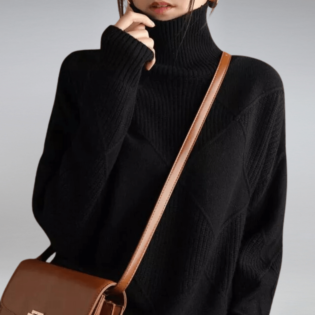 Women’s Ribbed Turtleneck Sweater – Soft Relaxed Long-Sleeve Knit