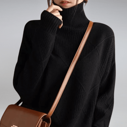 Women’s Ribbed Turtleneck Sweater – Soft Relaxed Long-Sleeve Knit