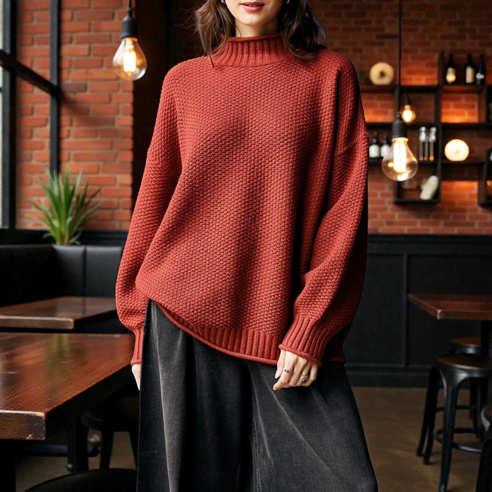 Women’s Ribbed Turtleneck Sweater – Warm Fitted Long-Sleeve Knit