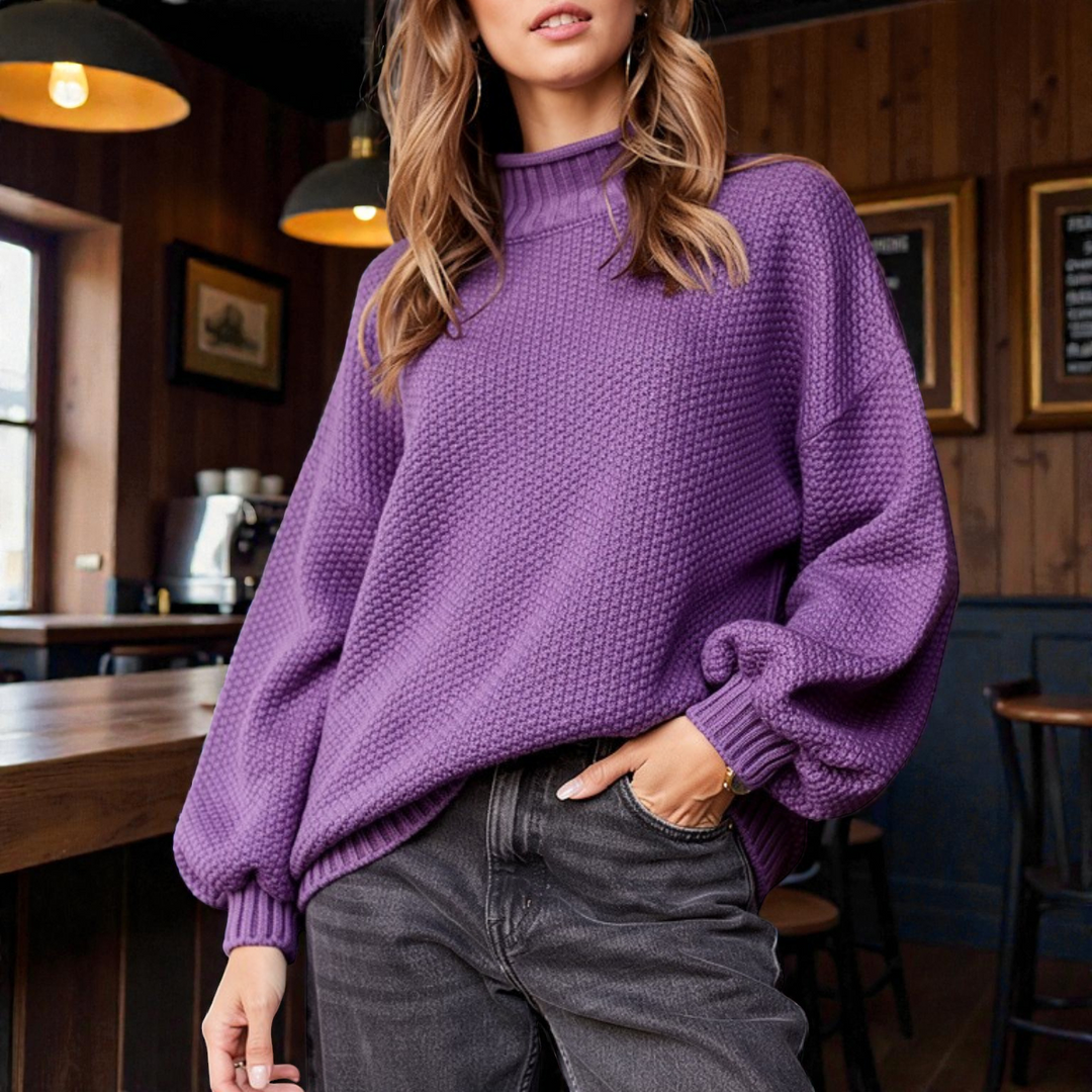 Women’s Ribbed Turtleneck Sweater – Warm Fitted Long-Sleeve Knit