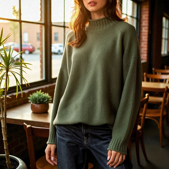 Women’s Ribbed Turtleneck Sweater – Warm Fitted Long-Sleeve Knit