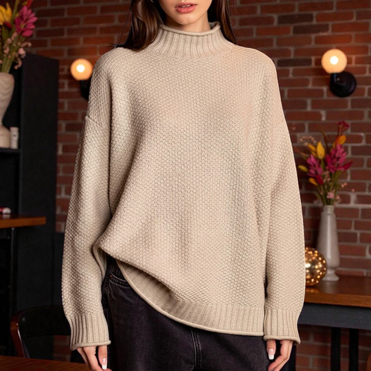 Women’s Ribbed Turtleneck Sweater – Warm Fitted Long-Sleeve Knit