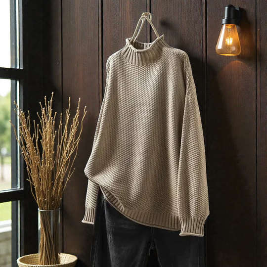 Women’s Ribbed Turtleneck Sweater – Warm Fitted Long-Sleeve Knit