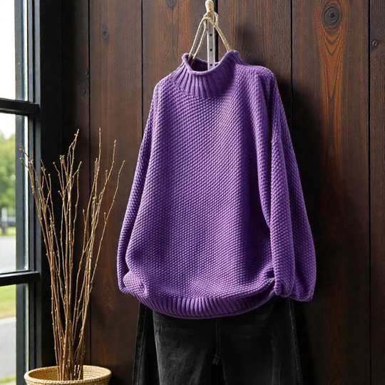 Women’s Ribbed Turtleneck Sweater – Warm Fitted Long-Sleeve Knit