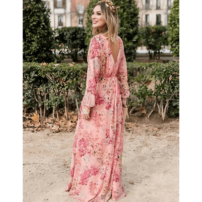 Women's Romantic Floral Boho Maxi Dress – Flowing Summer Fit