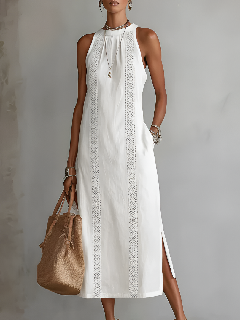 Women's Romantic White Lace Maxi Dress