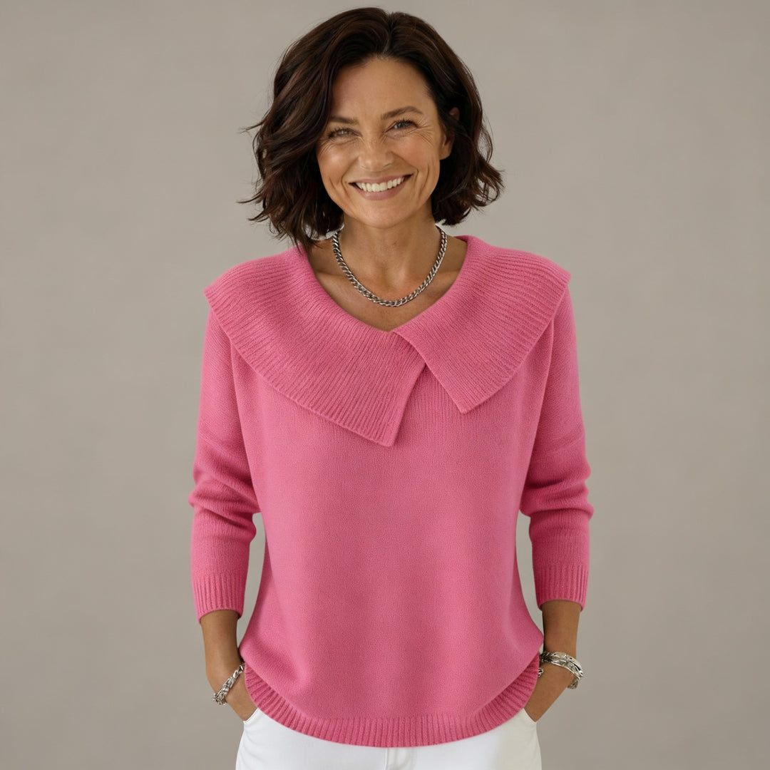 Women’s Sailor-Collar Winter Sweater – Soft Relaxed Knit
