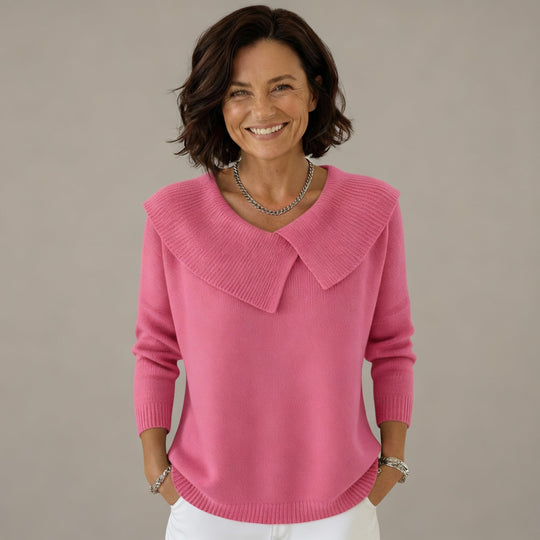 Women’s Sailor-Collar Winter Sweater – Soft Relaxed Knit