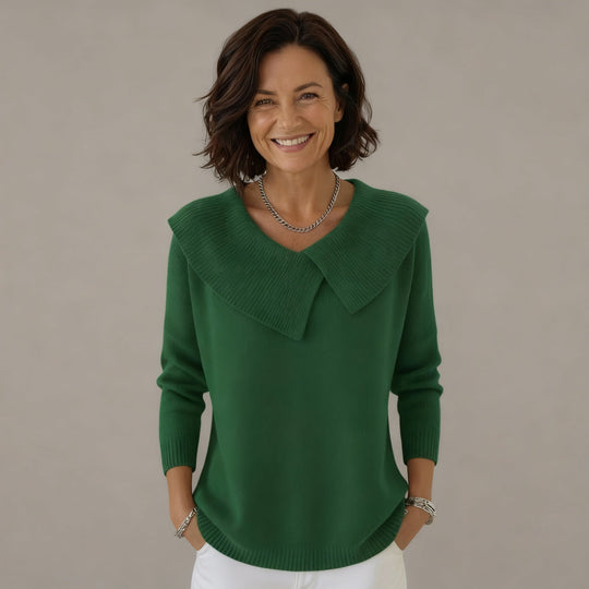 Women’s Sailor-Collar Winter Sweater – Soft Relaxed Knit