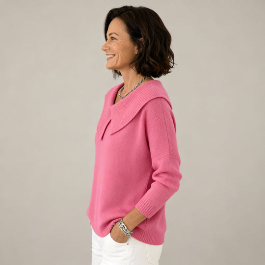 Women’s Sailor-Collar Winter Sweater – Soft Relaxed Knit