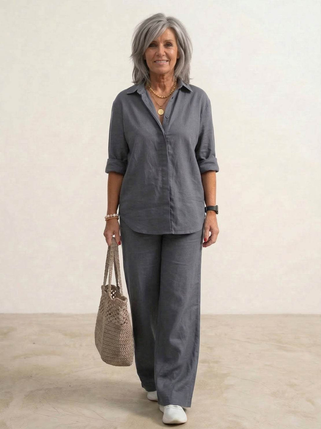 Women’s Shirt and Wide-Leg Trouser Set – Flowing Chic Two-Piece Outfit