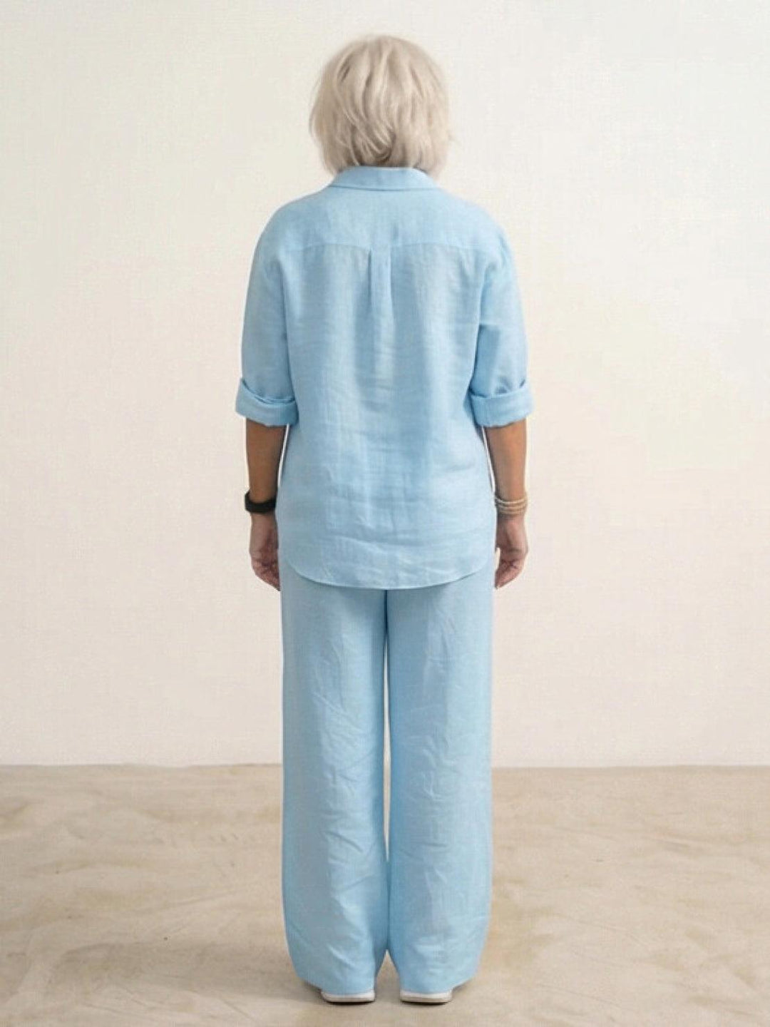 Women’s Shirt and Wide-Leg Trouser Set – Flowing Chic Two-Piece Outfit
