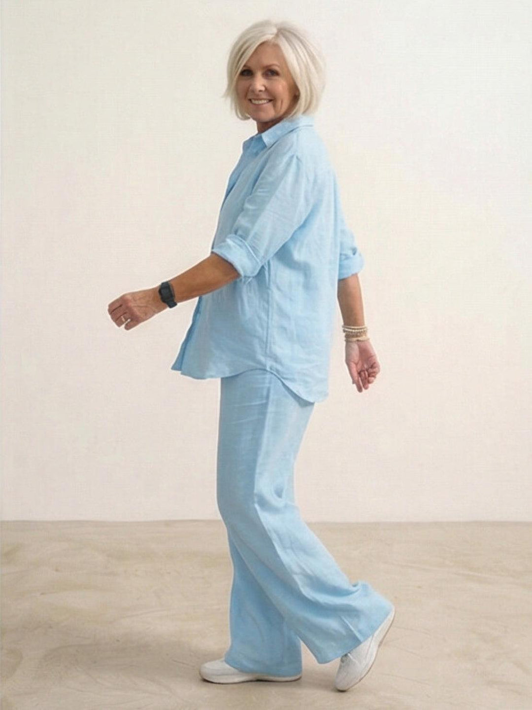 Women’s Shirt and Wide-Leg Trouser Set – Flowing Chic Two-Piece Outfit