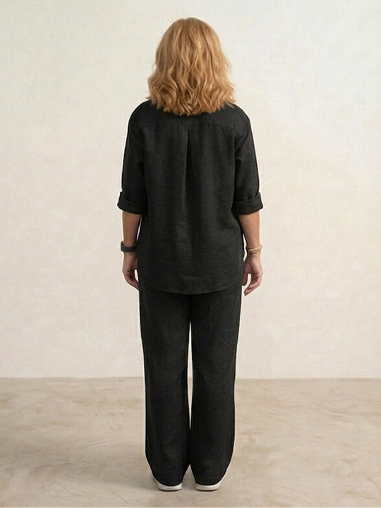 Women’s Shirt and Wide-Leg Trouser Set – Flowing Chic Two-Piece Outfit