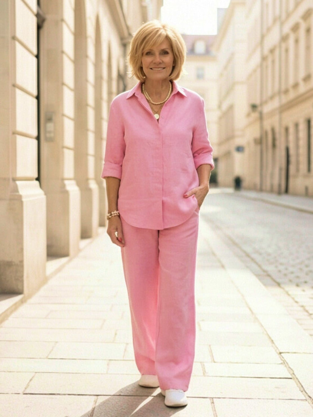 Women’s Shirt and Wide-Leg Trouser Set – Flowing Chic Two-Piece Outfit