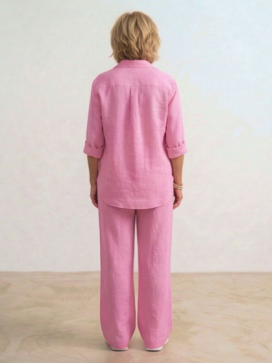 Women’s Shirt and Wide-Leg Trouser Set – Flowing Chic Two-Piece Outfit