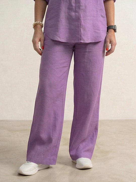 Women’s Shirt and Wide-Leg Trouser Set – Flowing Chic Two-Piece Outfit
