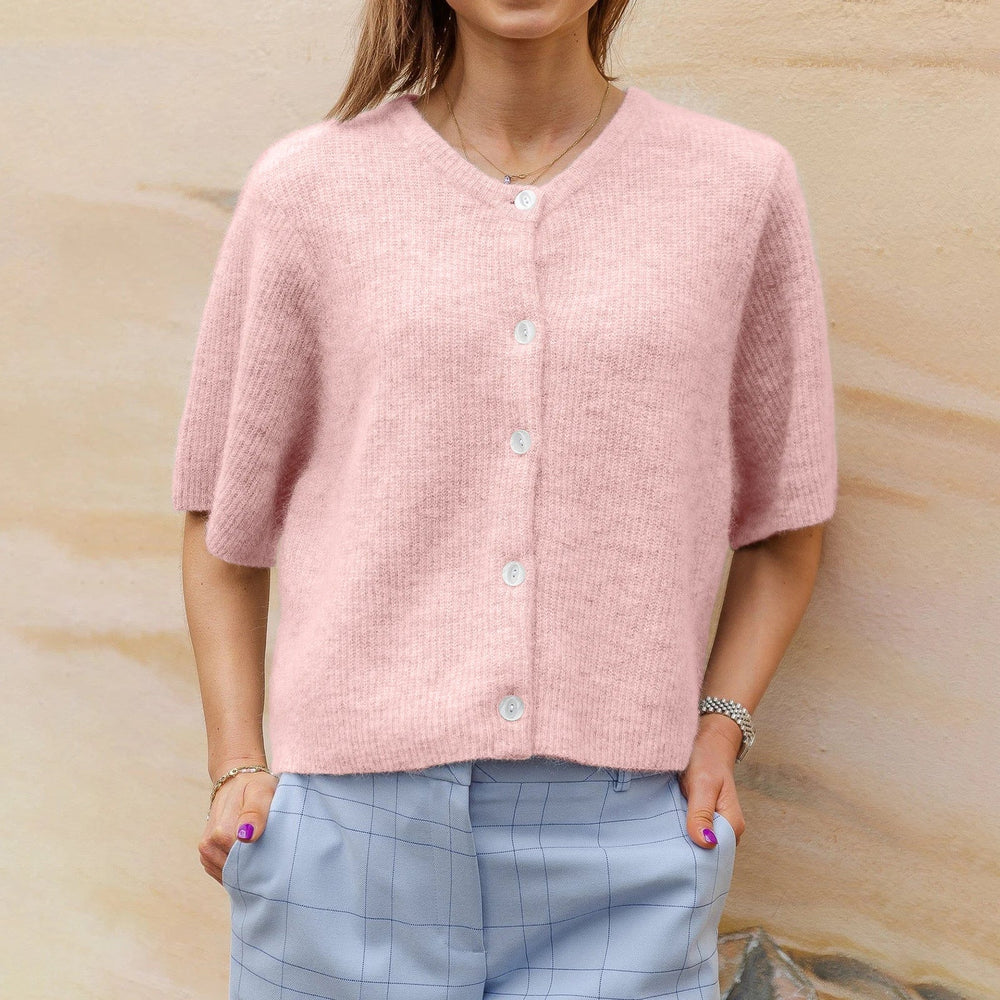 Women's Short-Sleeve Cardigan – Soft Breathable Layering Knit